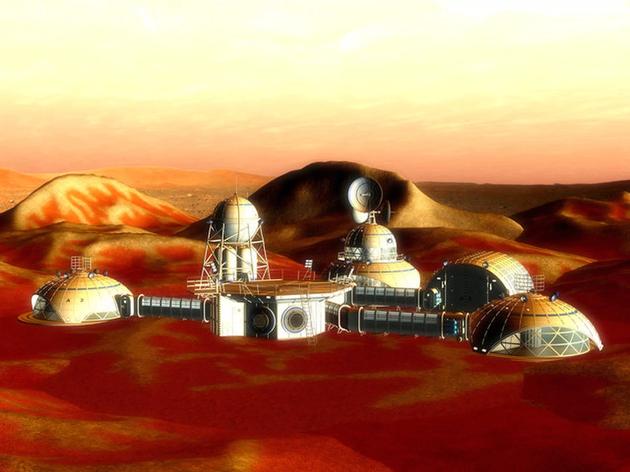 艺术家描绘的未来火星人类基地